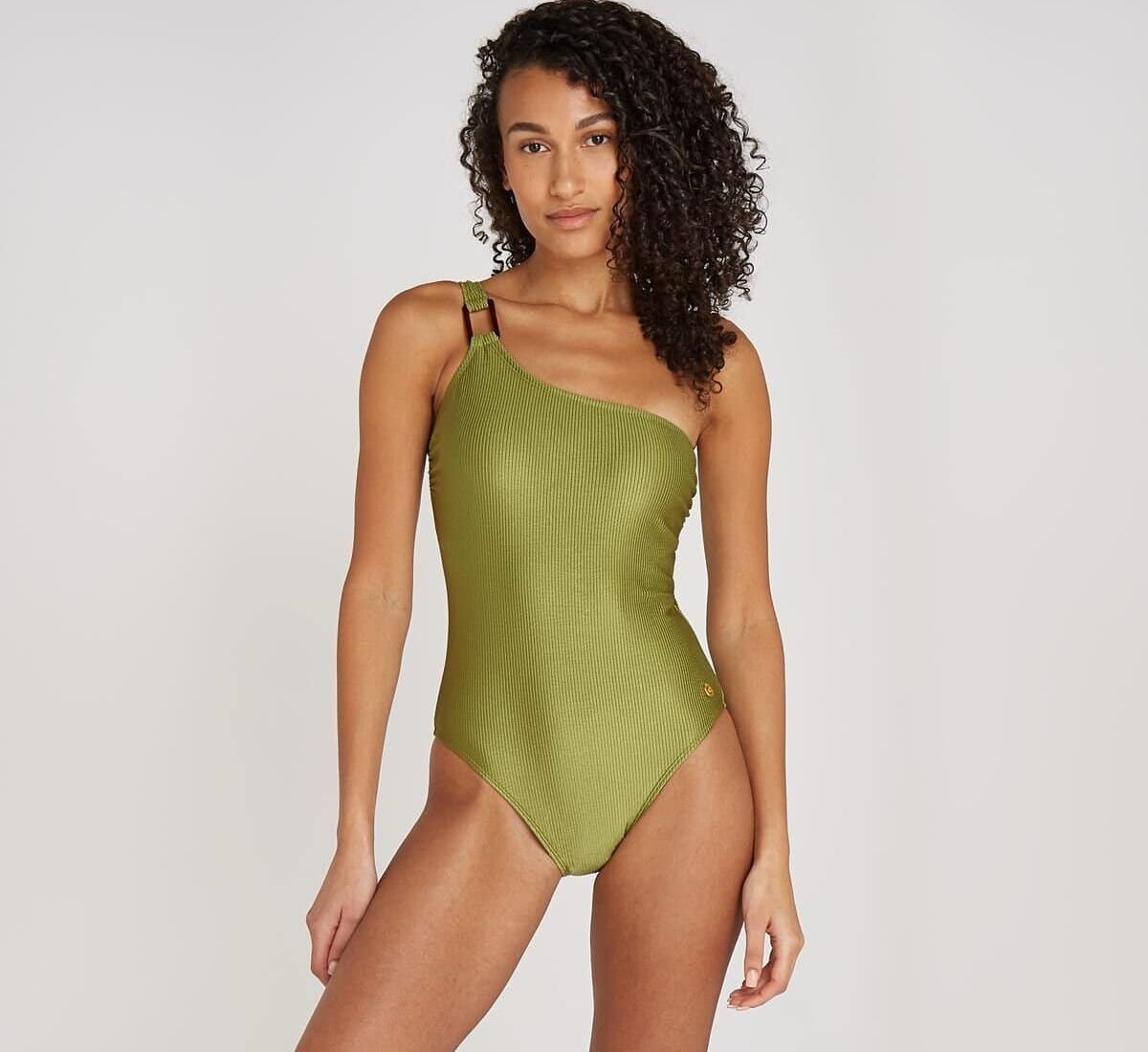 TEN CATE swimsuit one shoulder shiny green