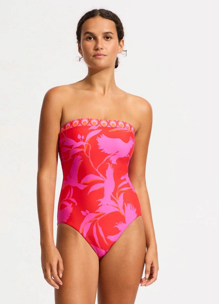 seafolly bandeau badpak birds of paradise