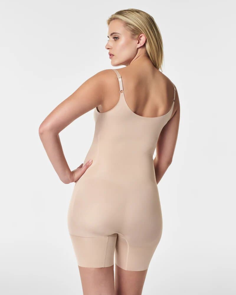 Spanx Oncore OPen Bust Mid-Thigh Bodysuit Soft Nude