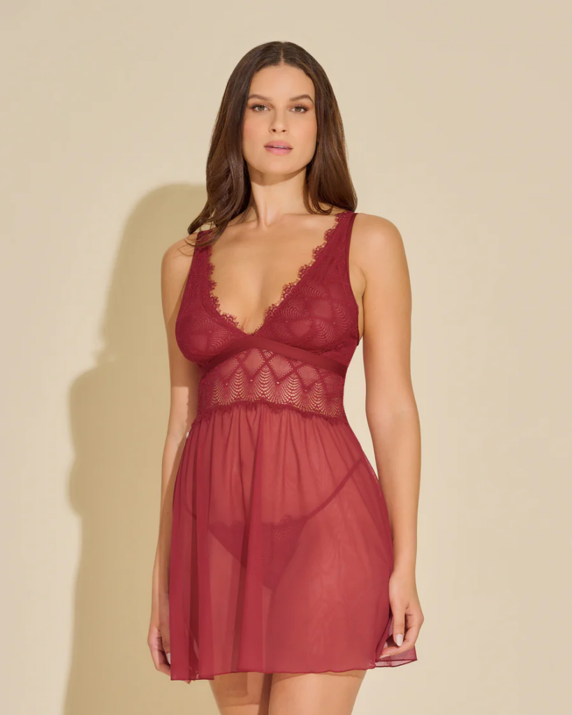 Cosabella Allure Babydoll Sindoor Red