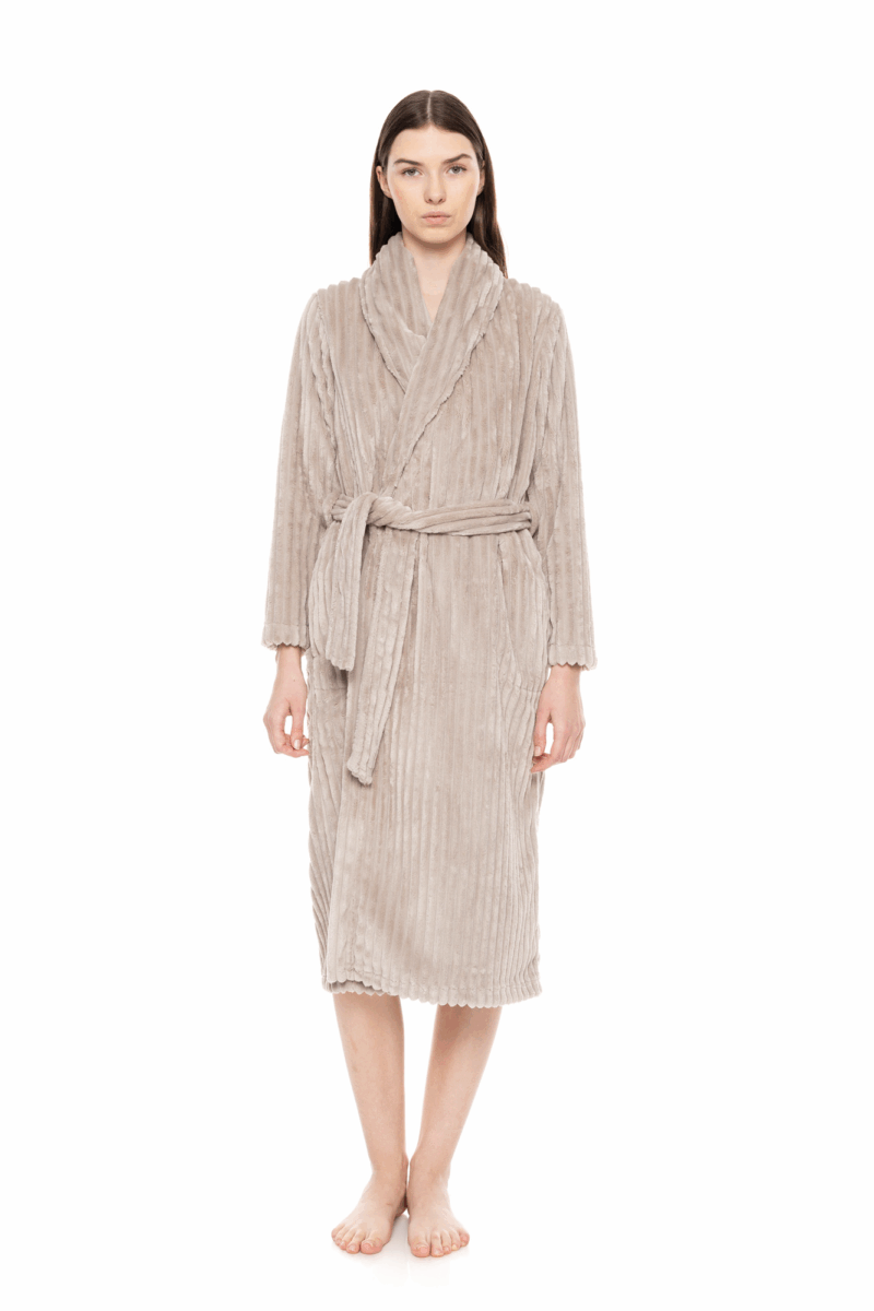 Pink Label Robe Long Fleece Stripe