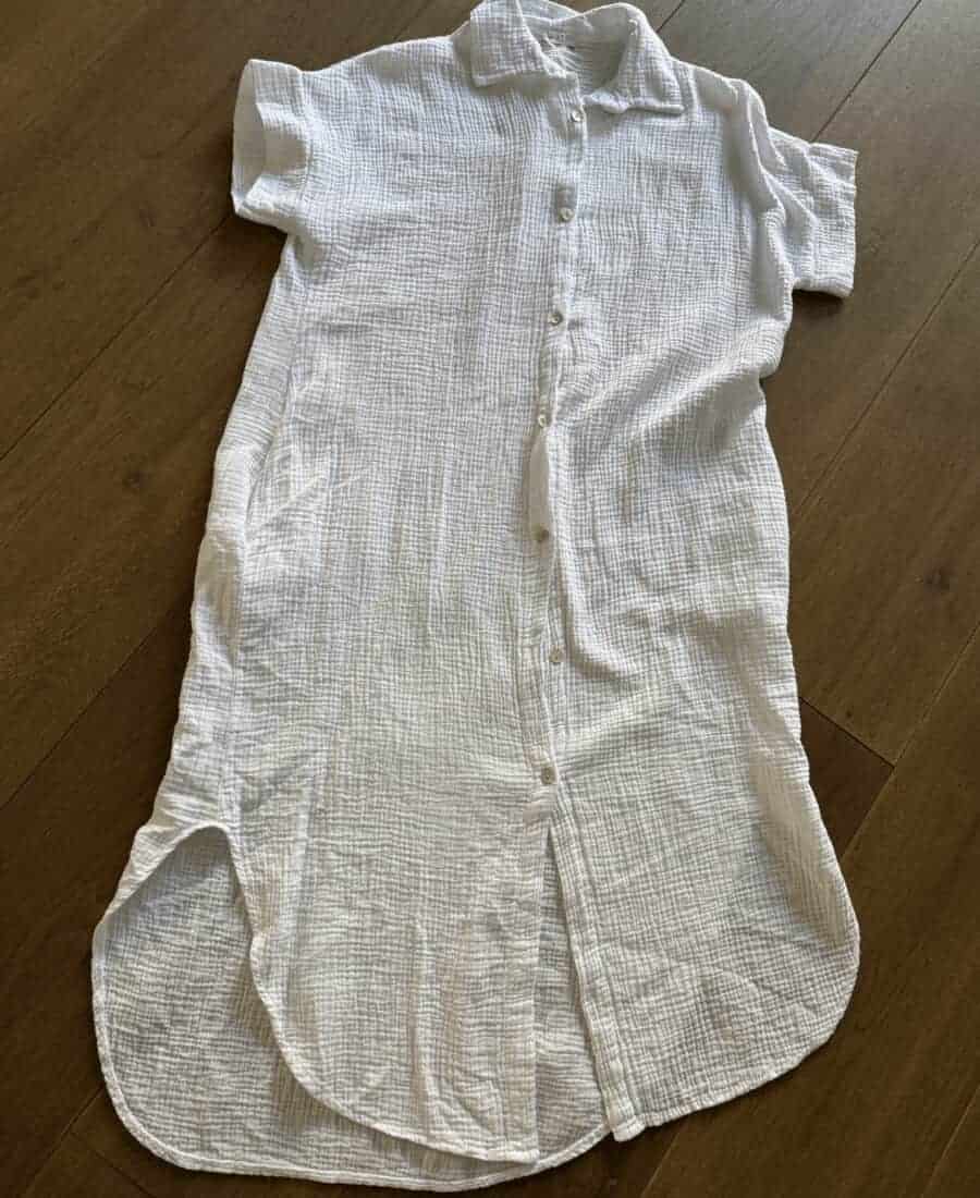 dessous Doorknoop jurk wafel wit