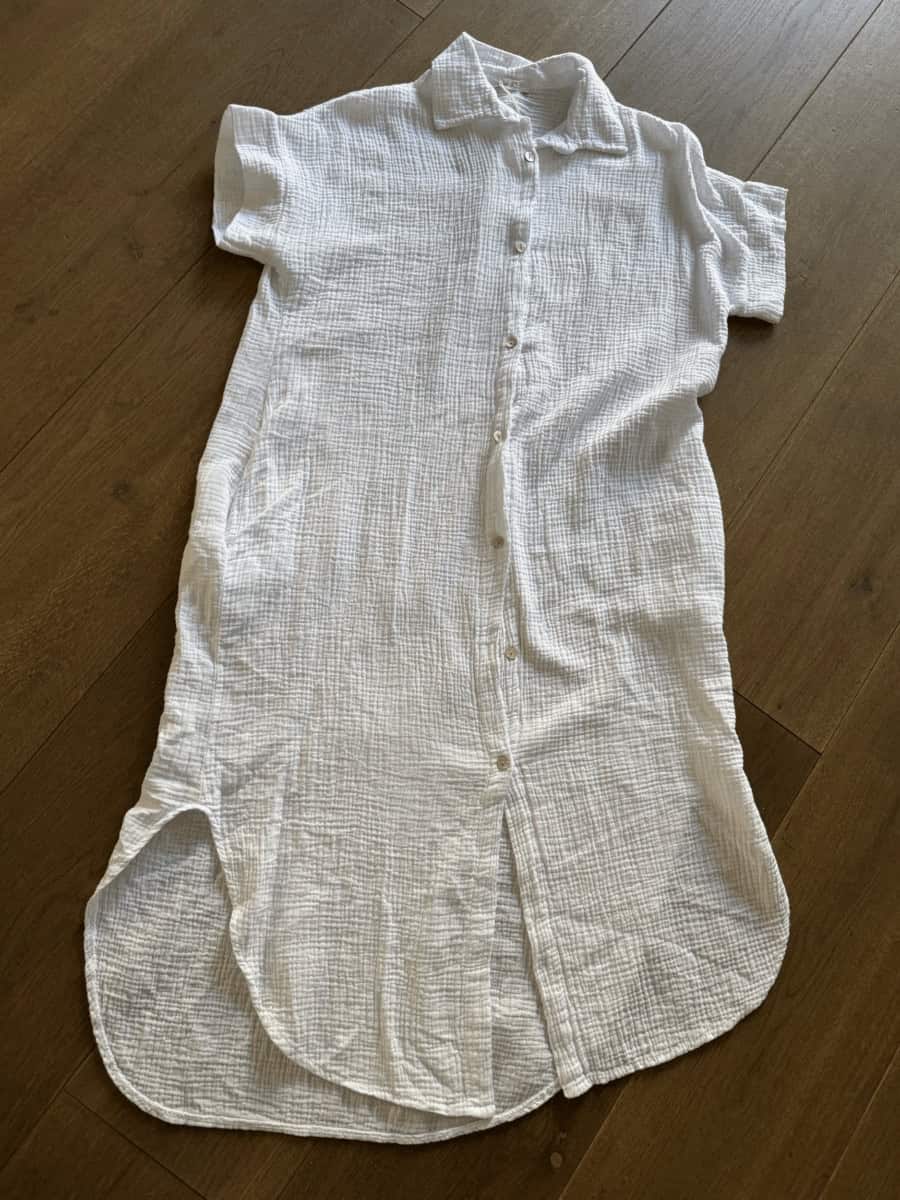 dessous Doorknoop jurk wafel wit