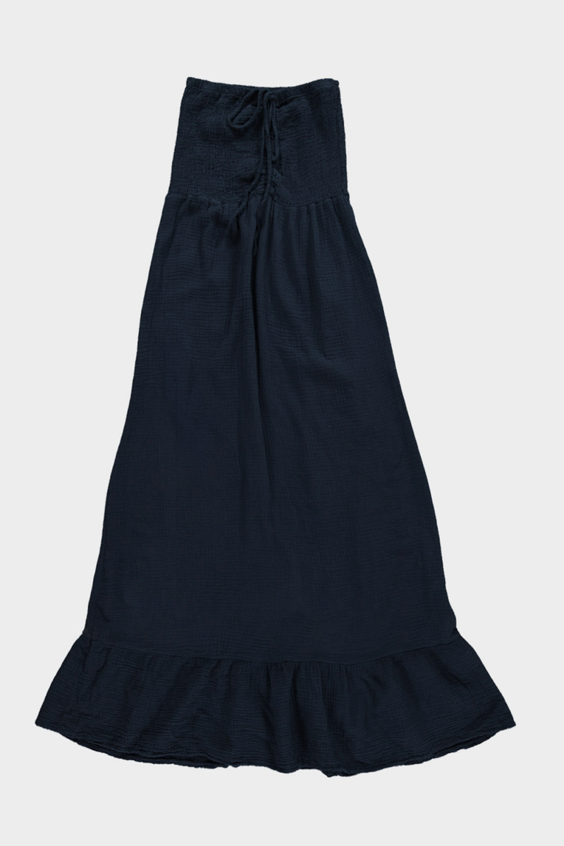 dessous Strapless wafel jurk navy