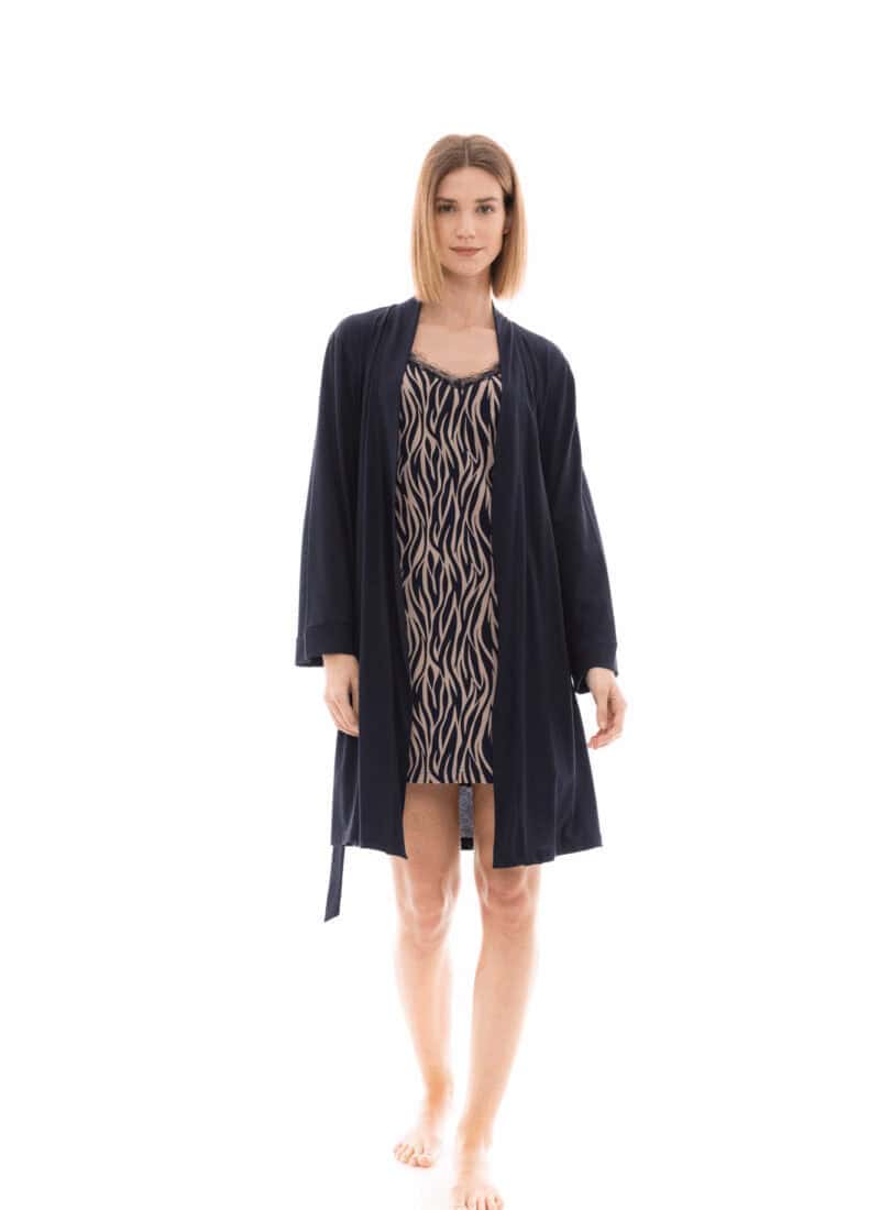 Pink Label Beige Zebra Nightgown Set