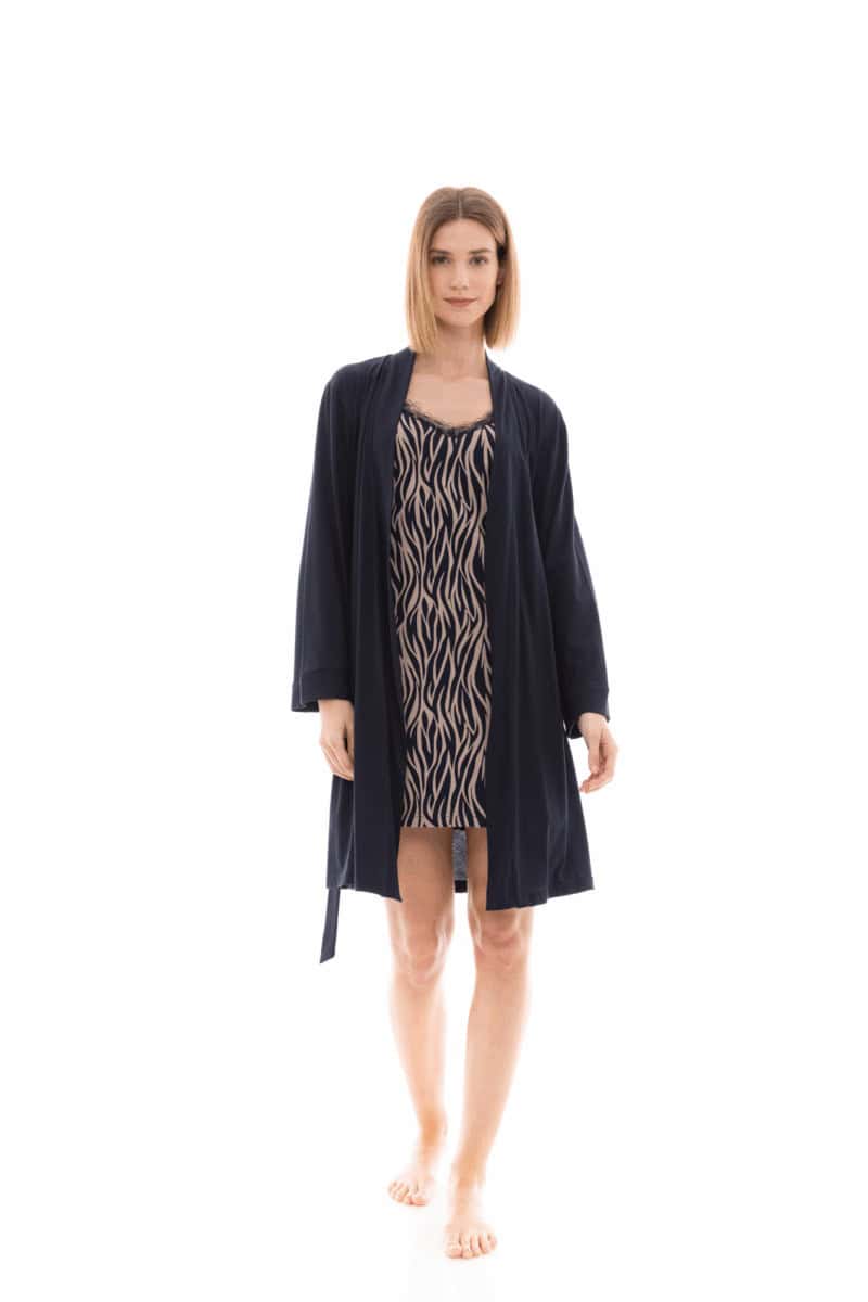 Pink Label Beige Zebra Nightgown Set