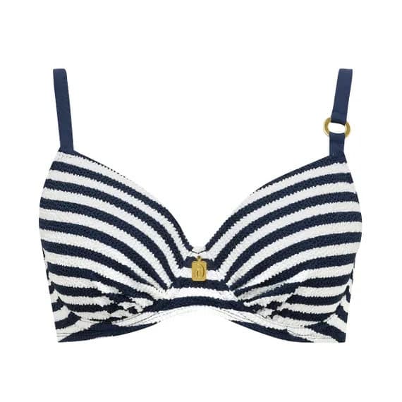 Annadiva Navy Stripes Voorgevormde Balconette Bikinitop