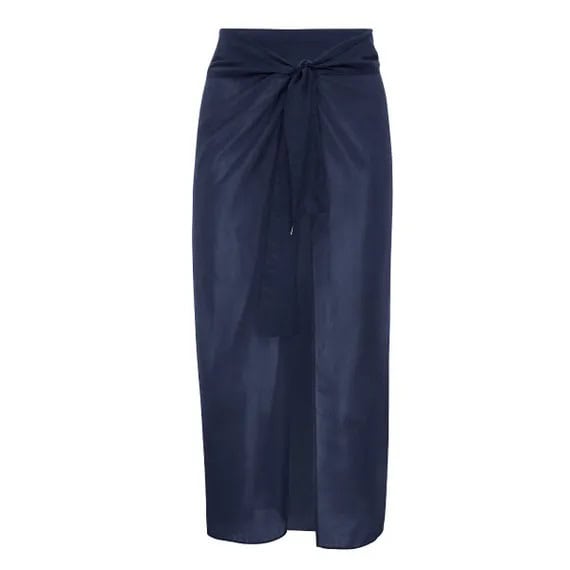 Annadiva Waves Navy Wrap Skirt