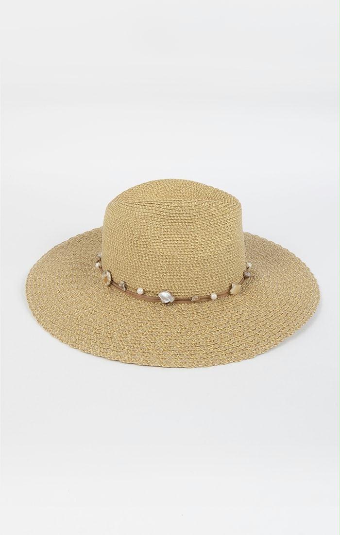 PIA ROSSINI NATURAL/PARELS/STENEN hoed