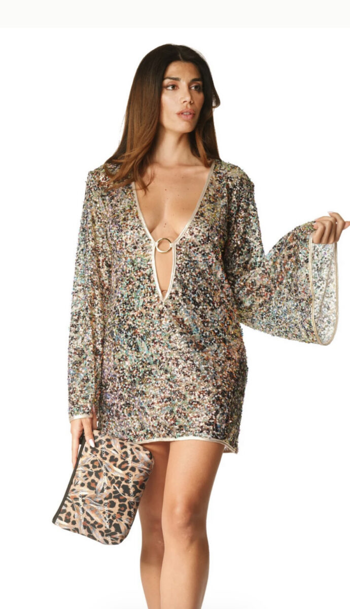 Acqua di Cocco SLEEVE DRESS PAILLET ANIMAL