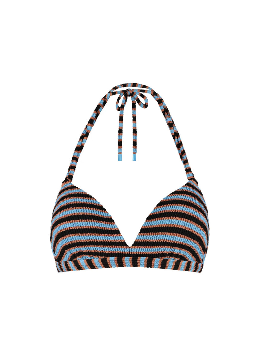 BEACHLIFE Blue Ribbed Stripe padded wired top