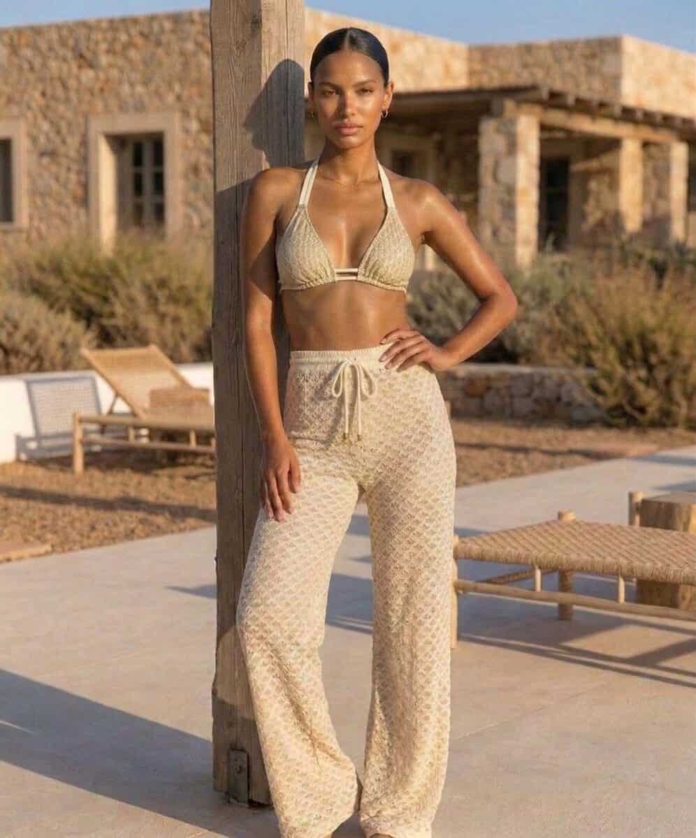 Gold Couture Beachpants Gold Rush White