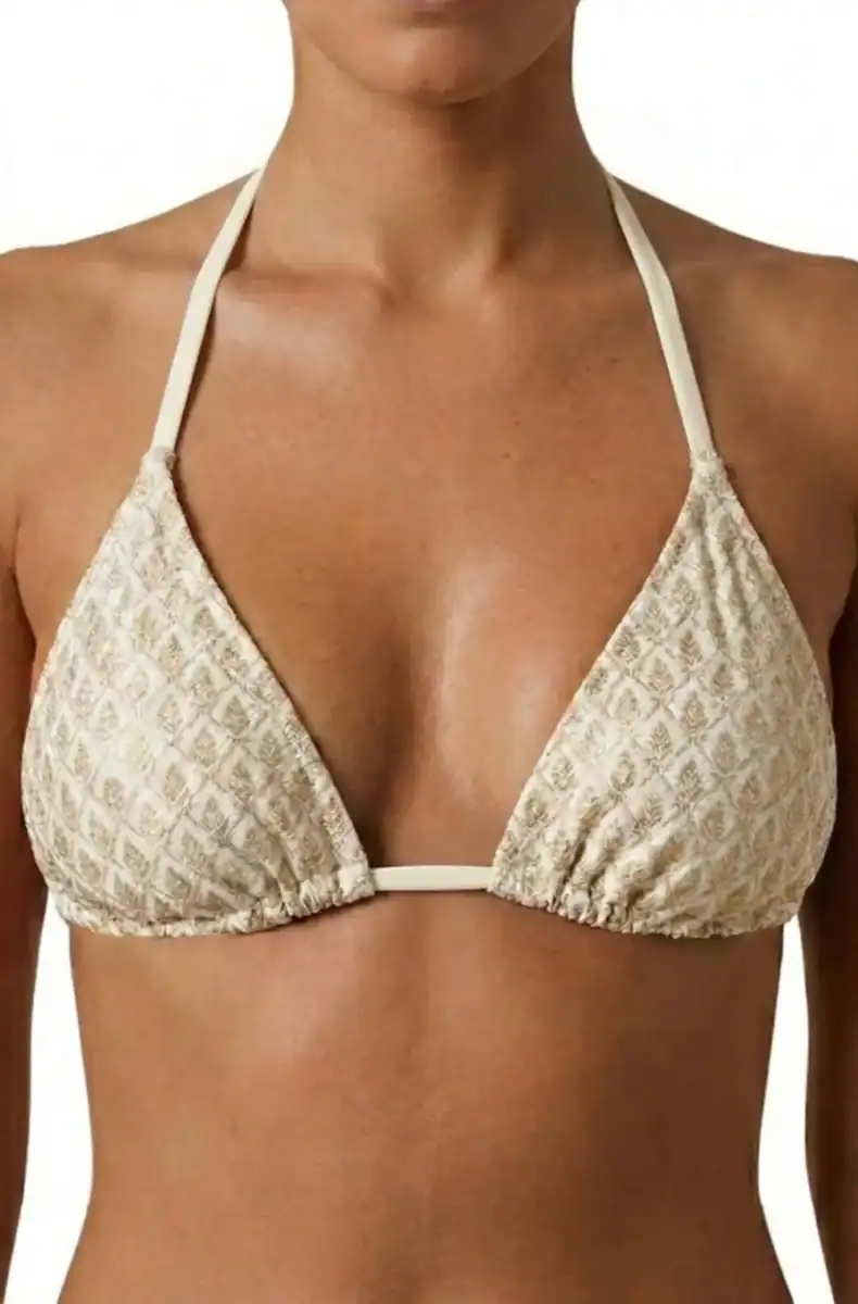 Gold Couture Bikinitop Triangle Gold Rush White