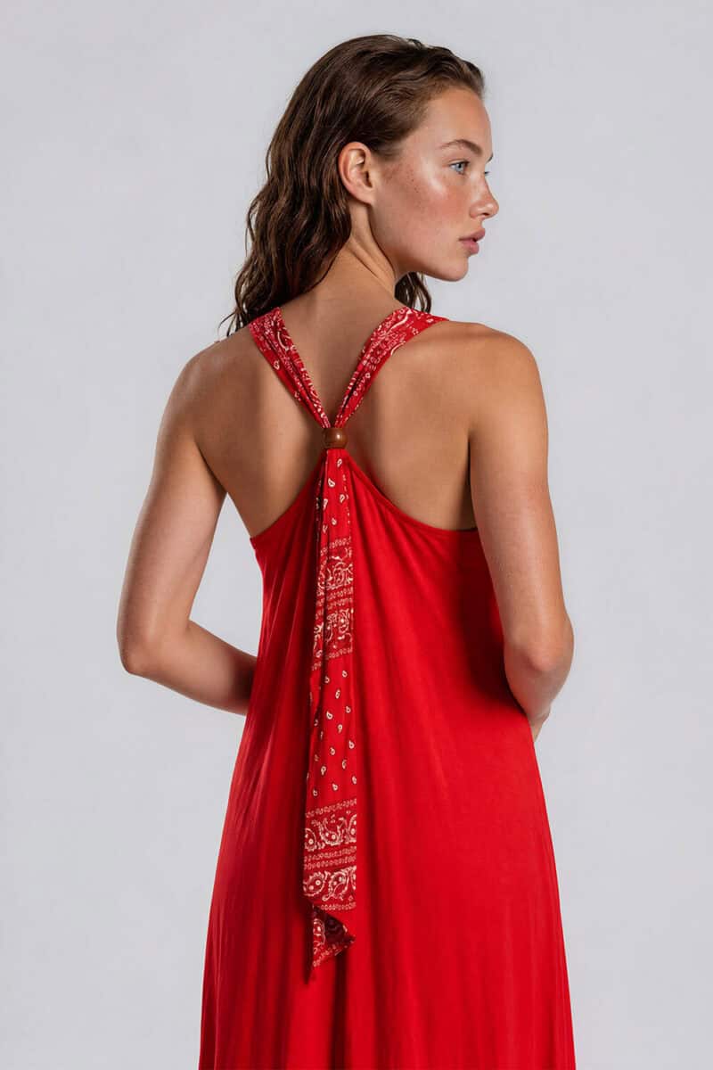 dessous jurk Paisley kraal rood