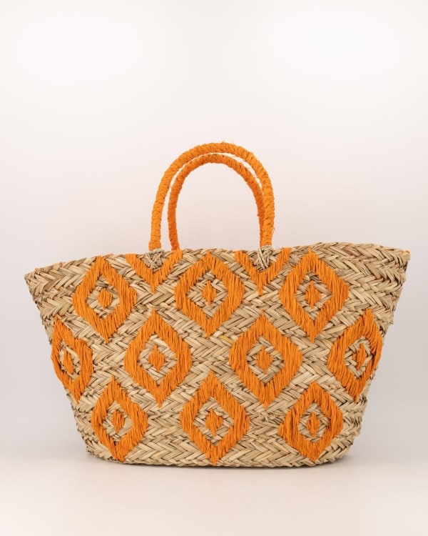 dessous Strandtas Ikat raffia orange