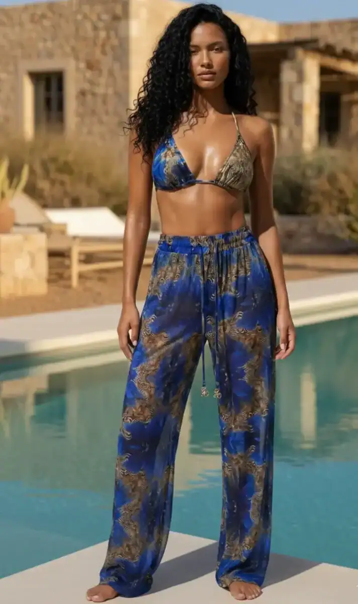 Gold Couture Beachpants Blue Orchid