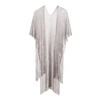 dessous Poncho gehaakt half lang khaki