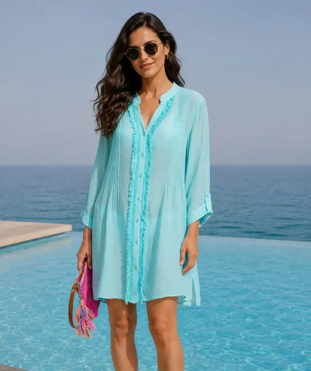 PIA ROSSINI Reeva Beachshirt Pale Turqoise