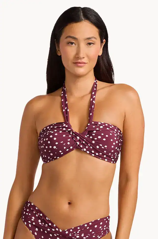 seafolly Halter Bandeau Dolce Dot Dark Burgundy