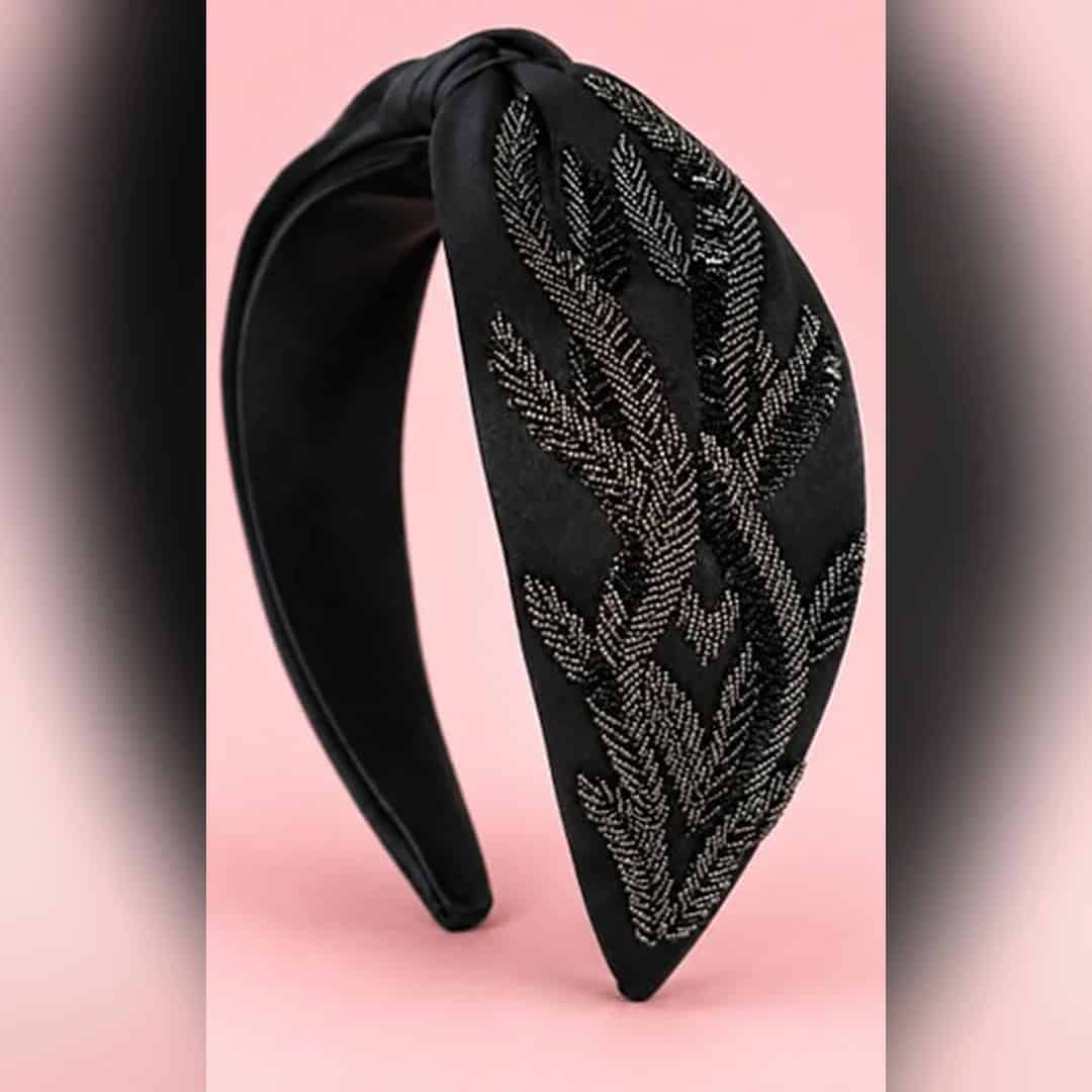 dessous Black Fern Embellished Headband