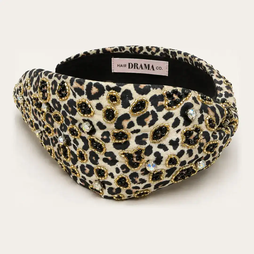 dessous Cheetah Printed Knotted Headband