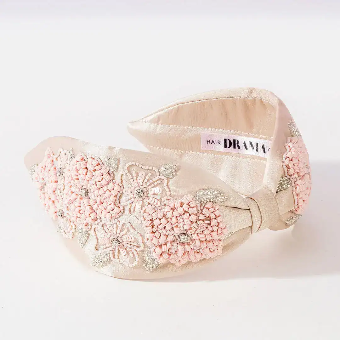 dessous Peony Embellished Knotted Hair Band – Pink